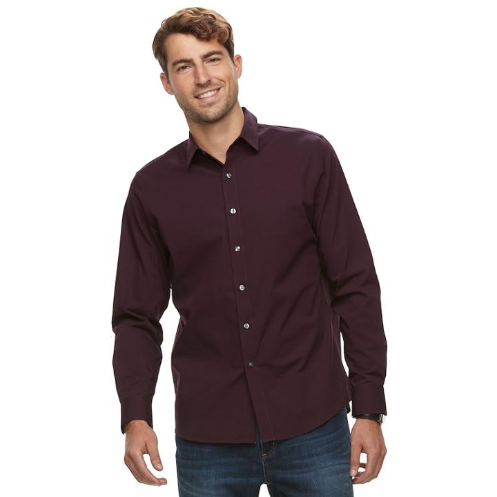 Men's Apt. 9&reg; No-iron Stretch Button-down Shirt, Size: Small, Red