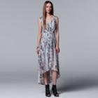 Women's Simply Vera Vera Wang Pleated High-low Maxi Dress, Size: Xl, Grey