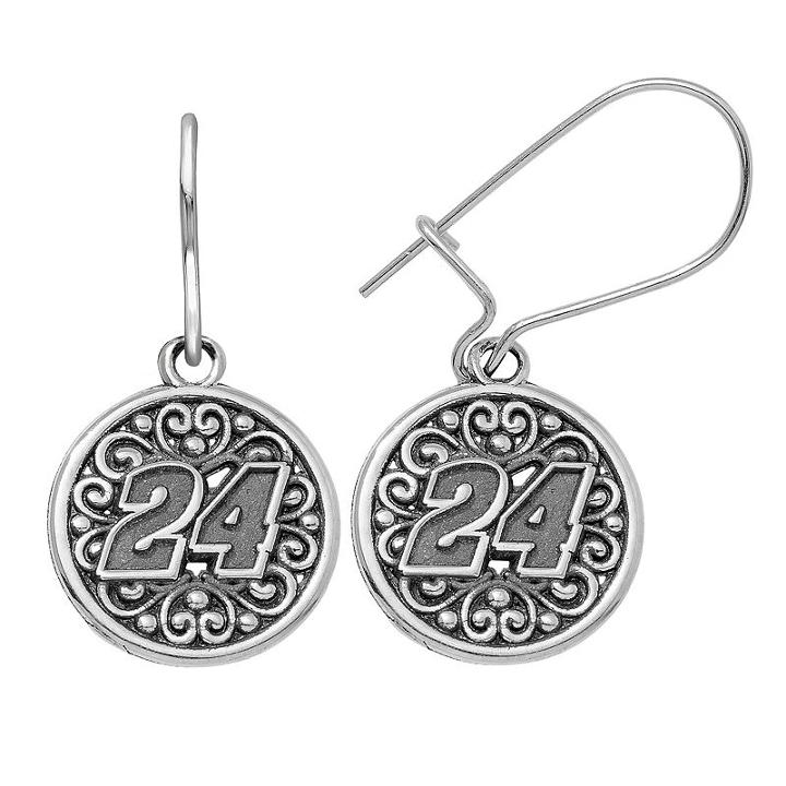 Insignia Collection Nascar Jeff Gordon Stainless Steel 24 Drop Earrings, Women's, Grey