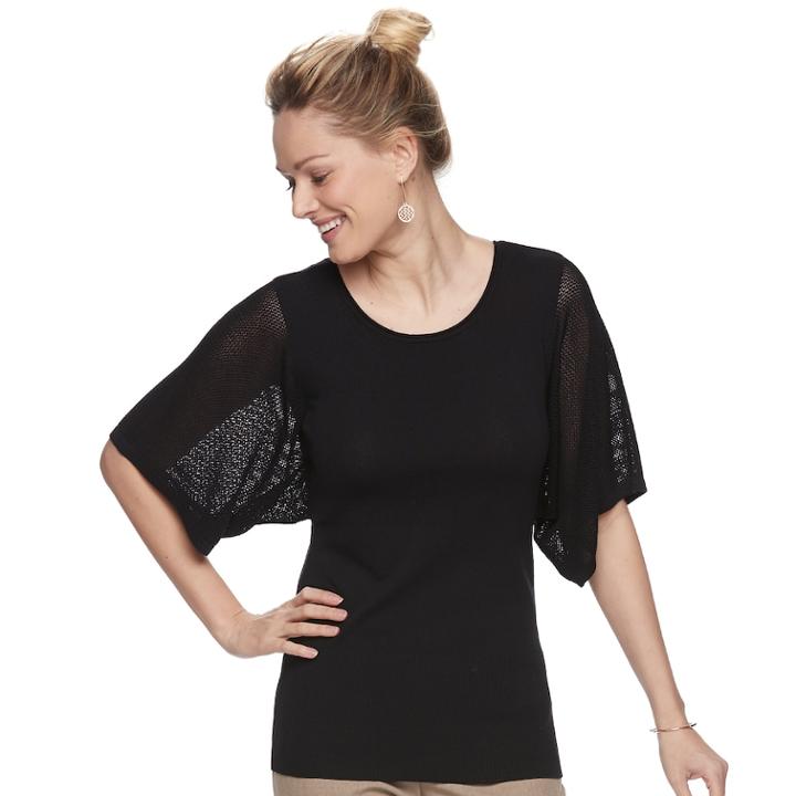 Women's Apt. 9&reg; Kimono Sleeve Crewneck Sweater, Size: Xxl, Black