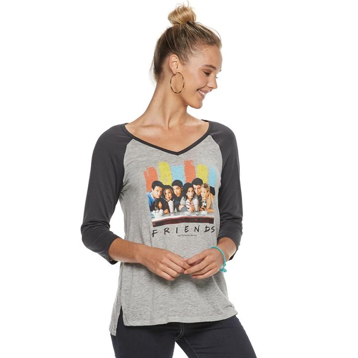 Juniors' Friends Logo Raglan Tee, Teens, Size: Small, Med Grey