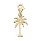Tfs Jewelry 14k Gold Over Silver Cubic Zirconia Palm Tree Charm, Women's
