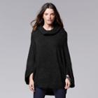 Women's Simply Vera Vera Wang Cowlneck Poncho Sweater, Size: L-xl, Black