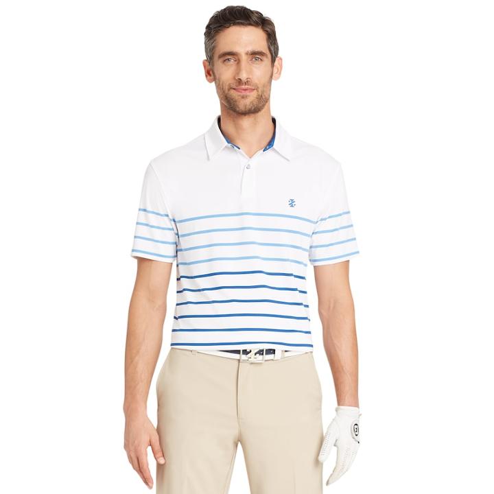 Men's Izod Hero Classic-fit Engineer-striped Performance Golf Polo, Size: Medium, White