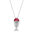 Sophie Miller Sterling Silver Cubic Zirconia Fish Pendant, Women's, Size: 16, Red