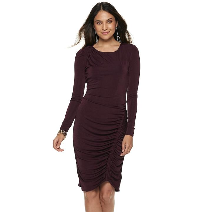 Women's Jennifer Lopez Ruched Sheath Dress, Size: Small, Drk Purple