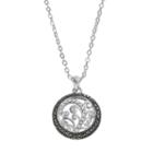 Silver Luxuries Marcasite & Crystal Filigree Circle Pendant, Women's, Grey