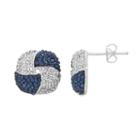 Silver Luxuries Crystal Knot Drop Earrings, Women's, Blue