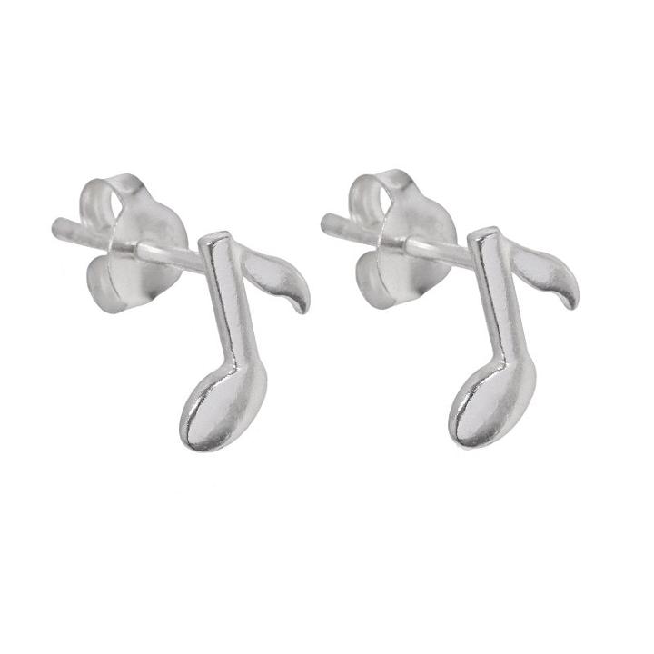 Sterling Silver Music Note Stud Earrings, Women's, Grey