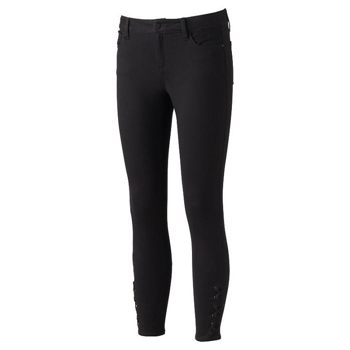Juniors' Tinseltown Lace Up Ankle Skinny Jeans, Girl's, Size: 13, Black