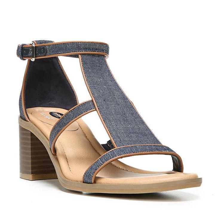Dr. Scholl's Shine Women's Block Heel Sandals, Size: Medium (8), Blue