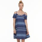 Juniors' Mudd&reg; Strappy Off-the-shoulder Fit & Flare Dress, Teens, Size: Medium, Blue