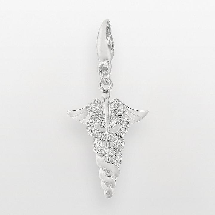 Sterling Silver Diamond Accent Caduceus Charm, Women's, Grey