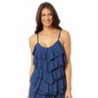 Women's Cole Of California Tiered Tankini Top, Size: Medium, Blue (navy)