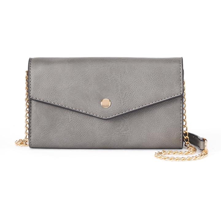 Deluxity Alina Crossbody Flap Envelope Clutch, Women's, Grey