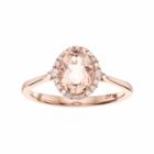 Lc Lauren Conrad 10k Rose Gold Morganite & 1/8 Carat T.w. Diamond Oval Halo Ring, Women's, Size: 9, Pink