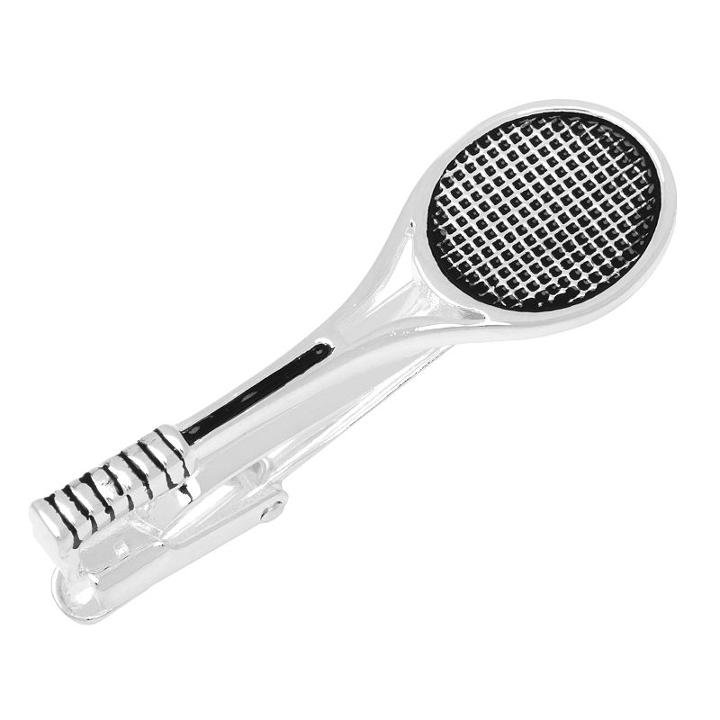 Tennis Racquet Tie Clip, Men's, Silver