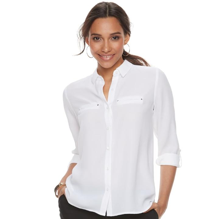 Women's Apt. 9&reg; Convertible Button Tab Blouse, Size: Xxl, White