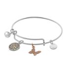 Love This Life Two Tone Kindness Charm Bangle Bracelet, Women's, Silver
