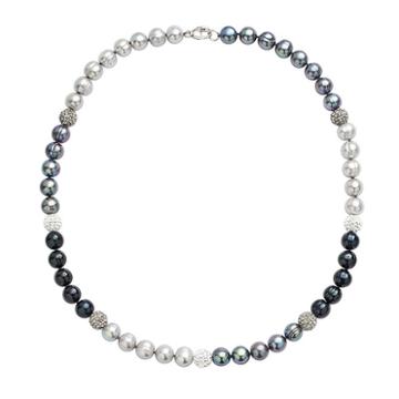 Freshwater By Honora Dyed Freshwater Cultured Pearl & Crystal Sterling Silver Necklace, Women's, Size: 18, Multicolor