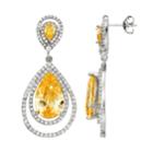 Sophie Miller Canary And White Cubic Zirconia Sterling Silver Halo Teardrop Earrings, Women's, Yellow