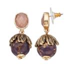 Dana Buchman Beaded Tulip Oval Stone Nickel Free Drop Earrings, Women's, Dark Red