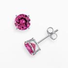 10k White Gold Lab-created Pink Sapphire Stud Earrings, Women's