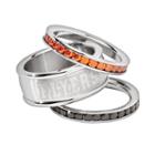 Logoart Philadelphia Flyers Stainless Steel Crystal Stack Ring Set, Women's, Size: 6, Multicolor
