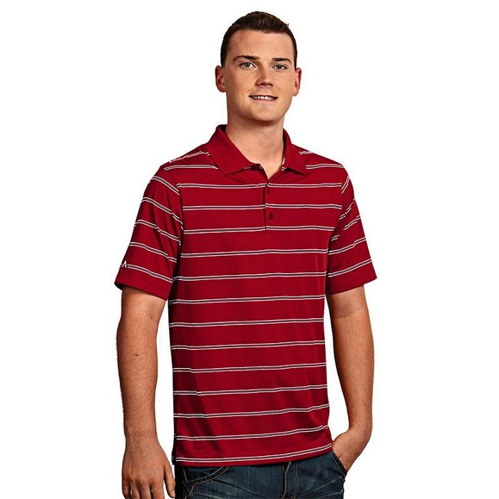 Antigua, Men's Striped Performance Golf Polo, Size: 3xl, Dark Red