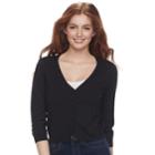 Juniors' Cloud Chaser Cropped Cardigan Sweater, Teens, Size: Medium, Black