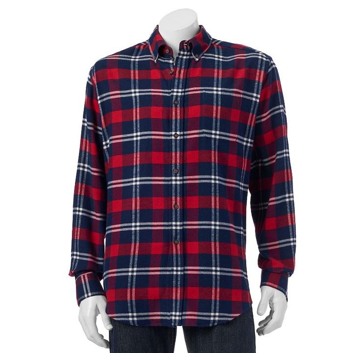 Big & Tall Croft & Barrow&reg; Classic-fit Plaid Flannel Button-down Shirt, Men's, Size: L Tall, Dark Blue