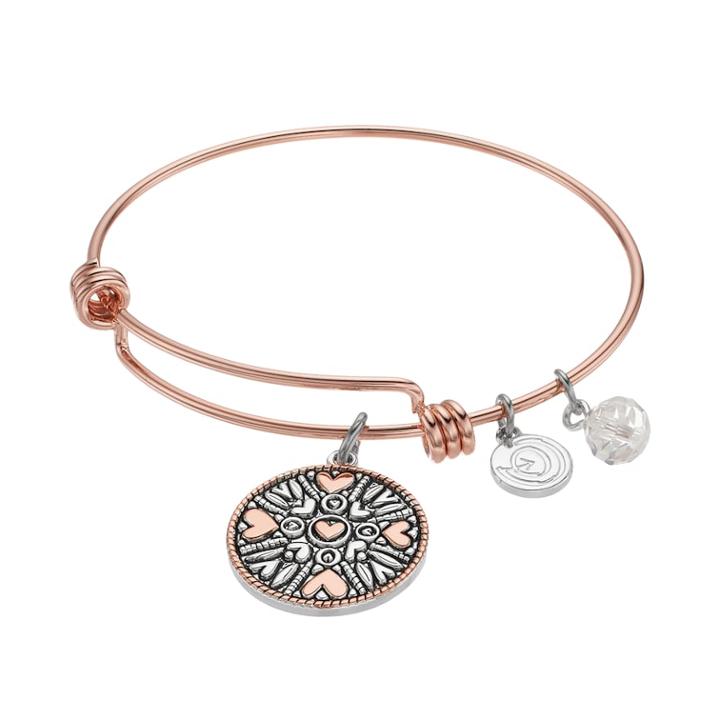 Love This Life Mothers And Daughters Heart Charm Bangle Bracelet, Women's, Silver