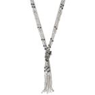 Simply Vera Vera Wang Long Knotted Black Bead Multi Strand Y Necklace, Women's, Med Grey