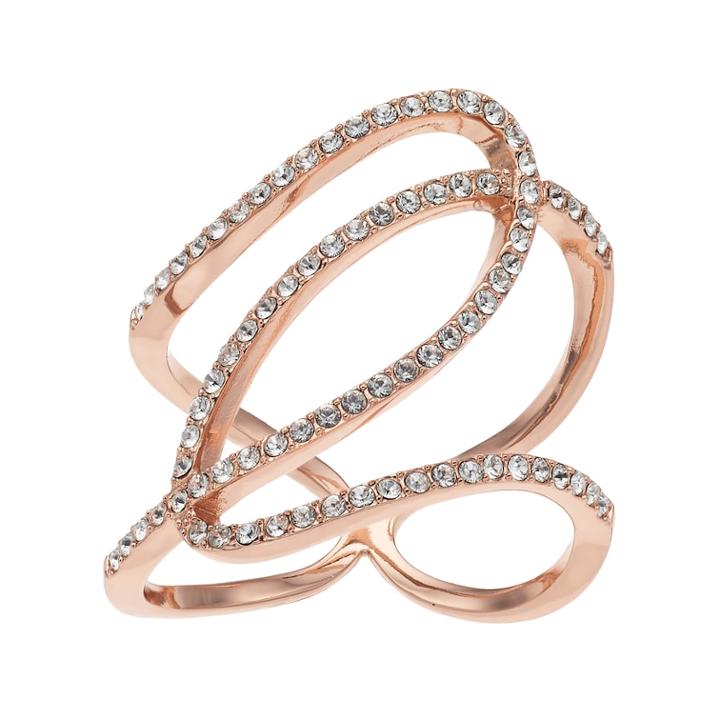 Brilliance Swirl Ring With Swarovski Crystals, Women's, Size: 8, Rose Tone