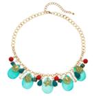 Reconstituted Turquoise & Shell Composite Beaded Nautical Bib Necklace, Women's, Multicolor