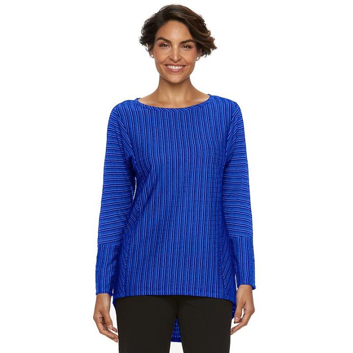 Women's Dana Buchman Striped Jacquard Scoopneck Top, Size: Small, Dark Blue