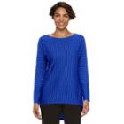 Women's Dana Buchman Striped Jacquard Scoopneck Top, Size: Small, Dark Blue