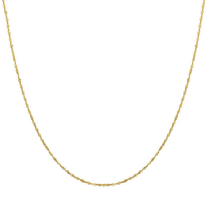 Everlasting Gold 14k Gold Singapore Chain Necklace - 24-in, Women's, Size: 24, Yellow
