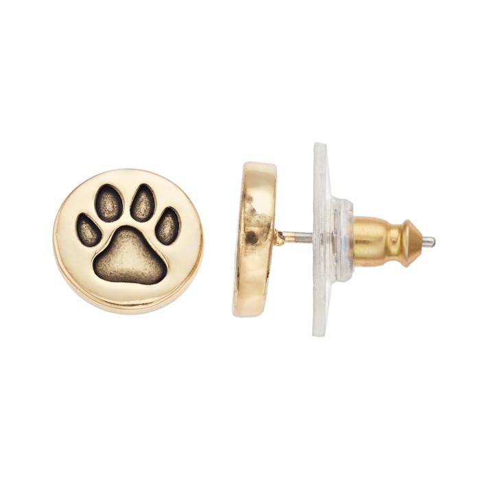 Pet Friends Paw Print Stud Earrings, Women's, Gold