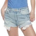 Juniors' Mudd&reg; Distressed Jean Shorts, Teens, Size: 1, Blue
