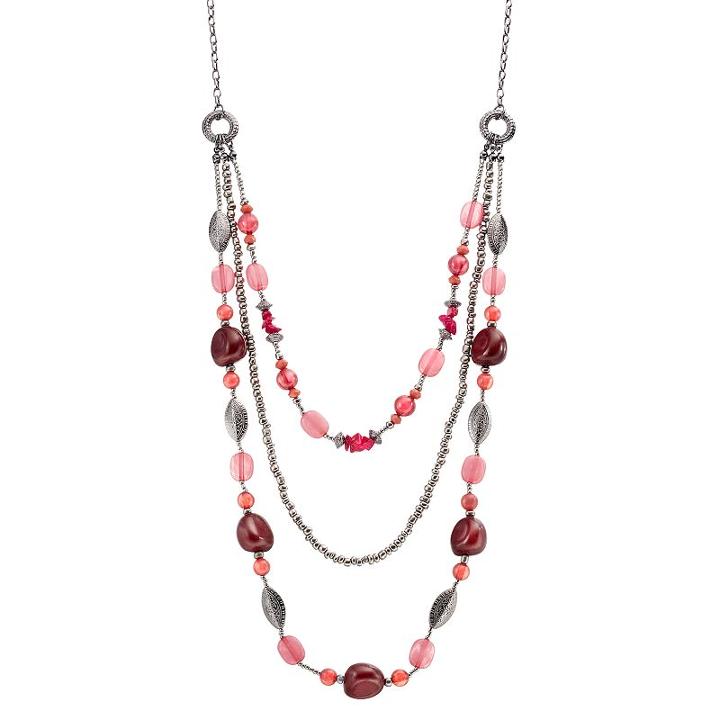 Red Beaded Marquise Swag Necklace, Women's, Dark Red