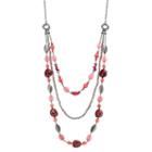 Red Beaded Marquise Swag Necklace, Women's, Dark Red