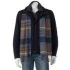Men's Towne Wool-blend Hipster Jacket With Plaid Scarf, Size: Xxl, Grey (charcoal)