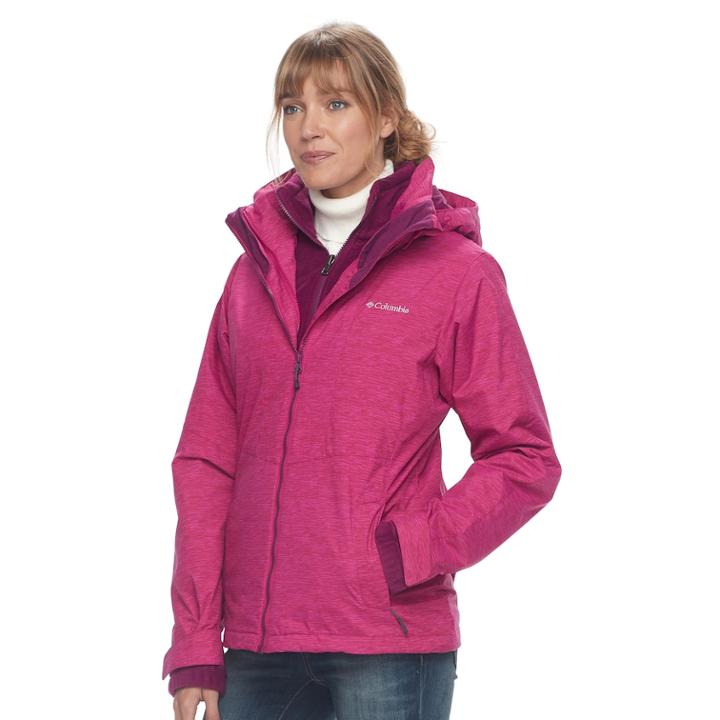 Women's Columbia Ruby River Hooded 3-in-1 Systems Jacket, Size: Small, Light Pink
