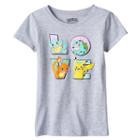 Girls 7-16 Pokemon Squirtle, Bulbasaur, Charmander & Pikachu Love Graphic Tee, Girl's, Size: Xl, Grey