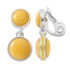 Napier Double Circle Nickel Free Clip On Drop Earrings, Women's, Yellow
