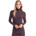 Women's Cuddl Duds Softwear Turtleneck, Size: Medium, Multi Stripe