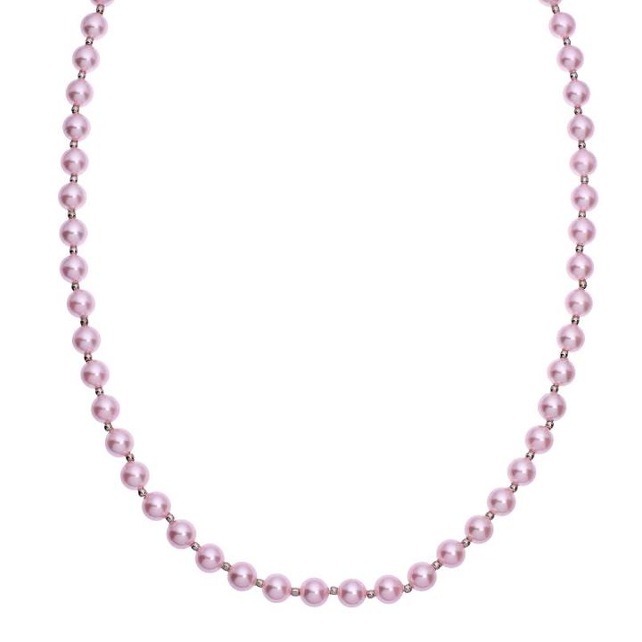 Crystal Avenue Silver-plated Simulated Pearl Necklace - Made With Swarovski Crystals, Women's, Size: 17, Red