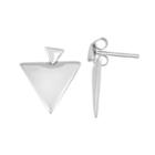 Sterling Silver Front-back Triangle Drop Earrings, Women's, Grey
