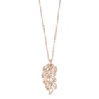Lab-created White Sapphire 14k Rose Gold Over Silver Leaf Pendant Necklace, Women's, Size: 18